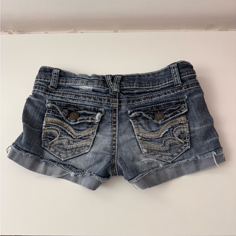 Wallflower low rise embroidered pocket Blue Denim Shorts